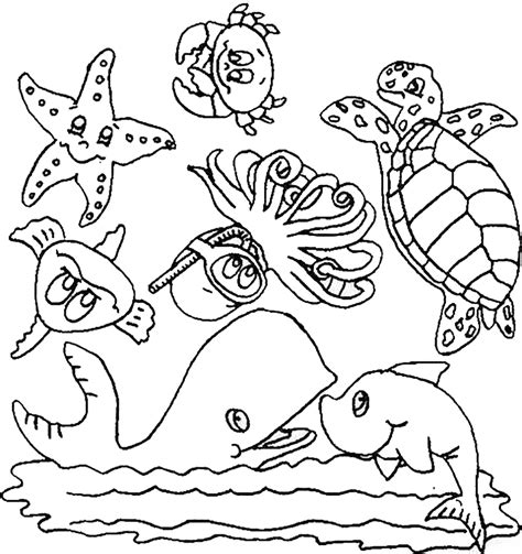 Gambar Mewarnai Binatang Laut