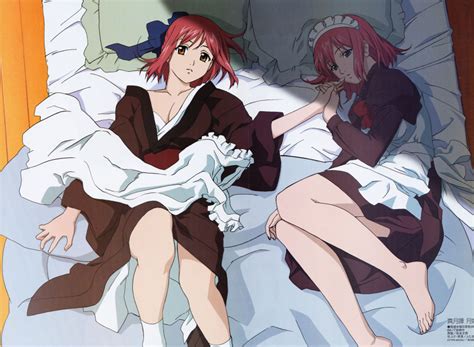 hisui tsukihime kohaku tsukihime tsukihime absurdres highres 00s 2girls barefoot bed