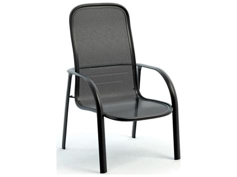 Homecrest Florida Mesh Aluminum High Back Arm Stackable Dining Chair