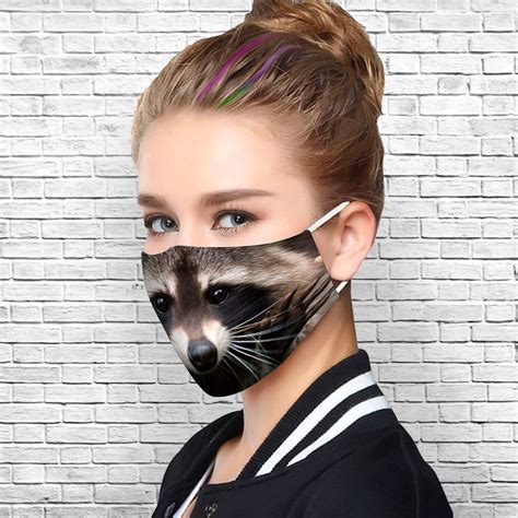 Cute Raccoon Printed Face Mask Adult Face Mask With Filter Etsy