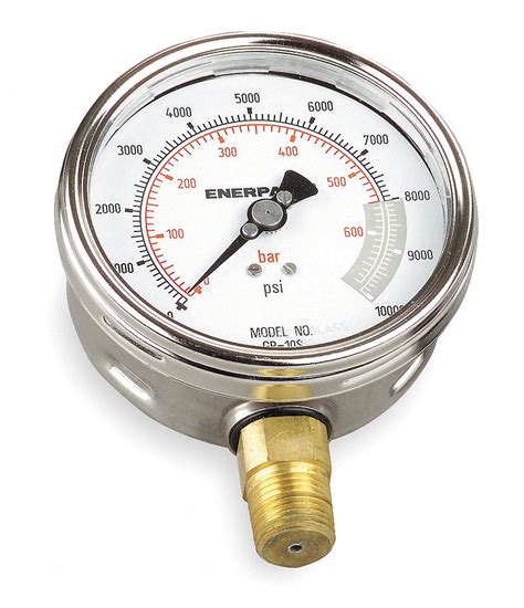 Enerpac Pressure Gauge 0 To 10000 Psi Range 14 In Fnpt 100