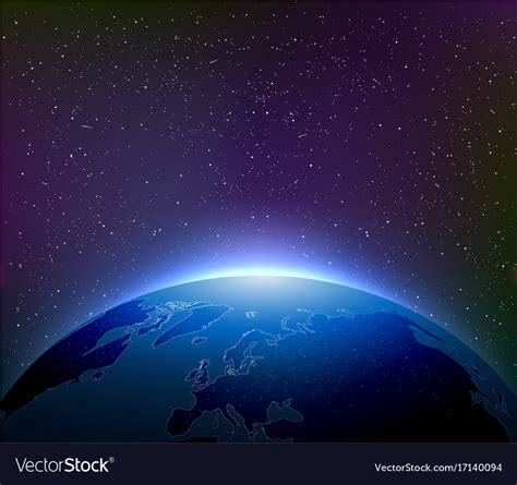Earth At Night Among Starry Sky Royalty Free Vector Image