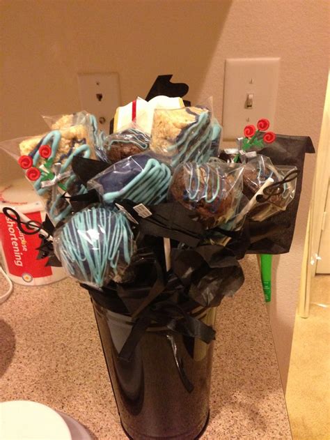 Dessert Bouquet With Rice Crispy Treats Brownie Pops Cake Pops And