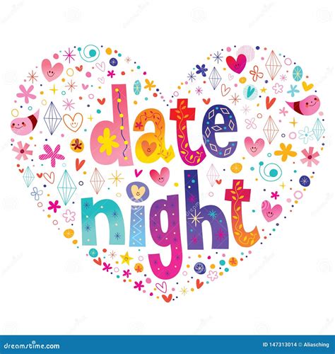 Date Night Heart Shaped Design Vector Illustration