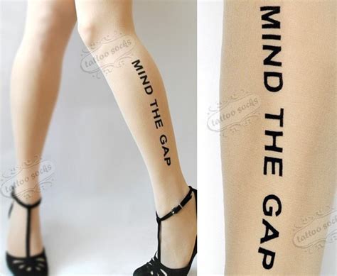 Sexy And Funny Mind The Gap Tattoo Thigh High Stockings Ultra