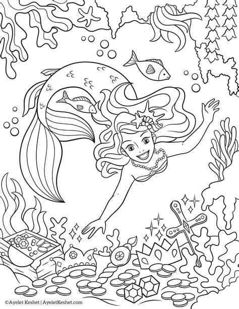 Printable Coloring Pages Mermaid Birthday Mermaid Party Instant