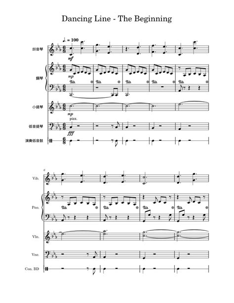 Dancing Line The Beginning Sheet Music For Piano Violin Percussion