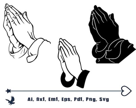 Eps Svg  Praying Hands Vector Clipart Set 1 Outline And Silhouette