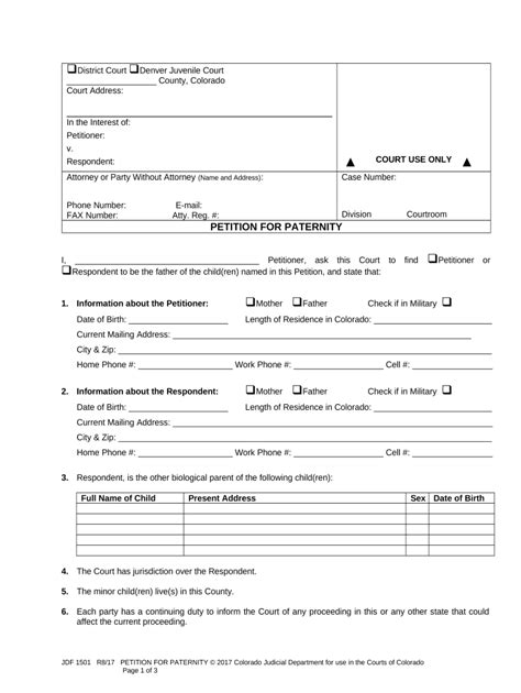 Petition Paternity Form Fill Out And Sign Printable PDF Template