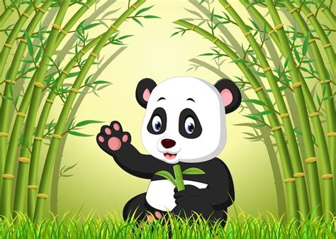 Premium Vector Two Cute Panda In A Bamboo Forest