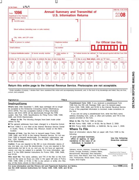 Irs Form 1096 What Is It