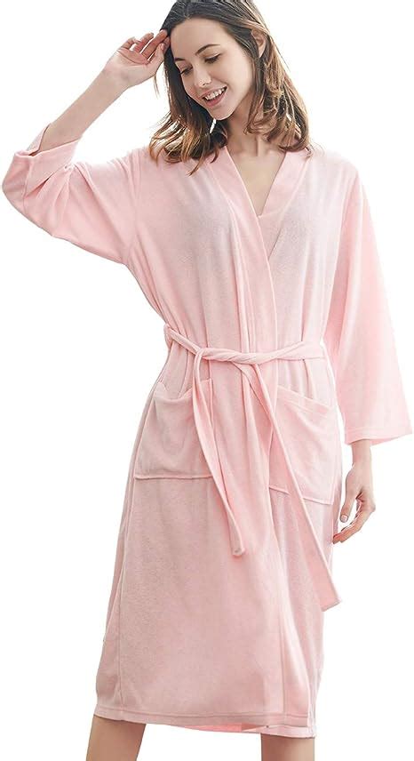 Amazon Com Dgglife Women S Robes Lightweight Knee Length Bathrobe Short Terry Cloth Spa Kimono
