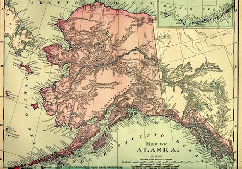 It is located in the far northwest of north america. 1895 Alaska Map