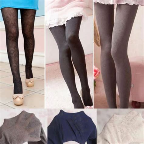 Women Sexy Winter Knitting Polyester Tights Fashion Long Stocking Retro Hollow Out Totem Backing