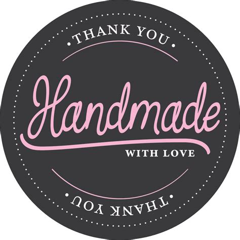 Cake Craft Group Round Black 'Handmade With Love' Sticker Labels - Roll ...