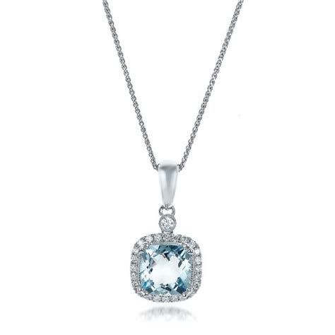 Aquamarine And Diamond Halo Pendant 101014 Seattle Bellevue Joseph