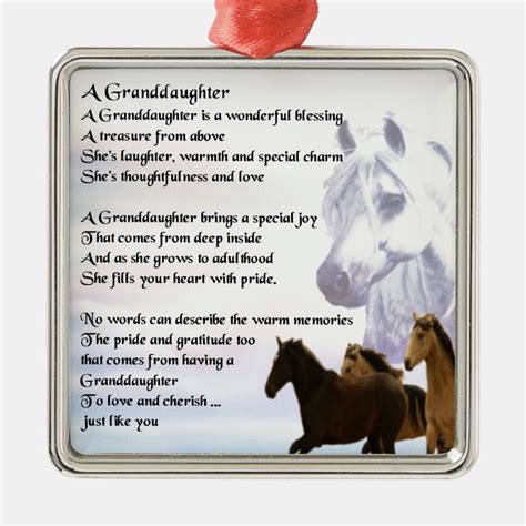 Granddaughter Poem Horses Design Metal Ornament Zazzle
