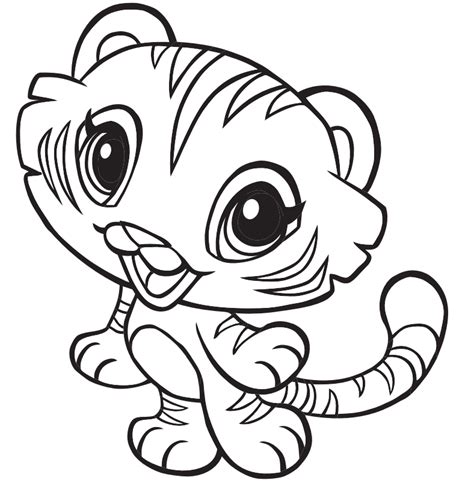 Baby Tiger Cartoon Coloring Page