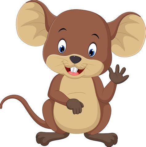 Desenhos Animados De Rato Bonitinho Acenando Vetor Premium
