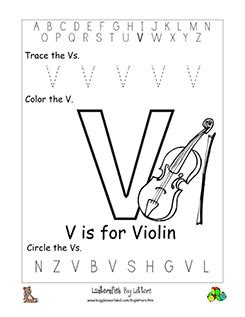 V · vacation · vacuum cleaner · valentine · valentine's day · valley · vampire bat · van · vase Letter V Alphabet Worksheets