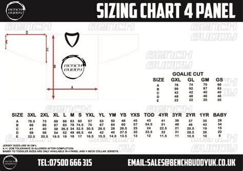 Size Chart Benchbuddyuk Hockey Shirts Workwear
