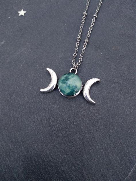 Glow In The Dark Moon Phase Necklace Stainless Steel Cute Etsy Moon Phases Necklace Vintage