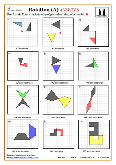 Transformations Worksheets Geometry Cazoom Maths Geometry
