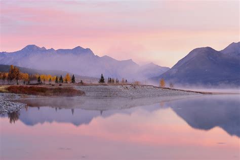 Abraham Lake In Autumn Wall Mural And Photo Wallpaper