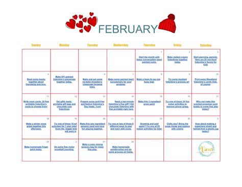 February Calendar Of Activities For Toddlers And Preschoolers Views
