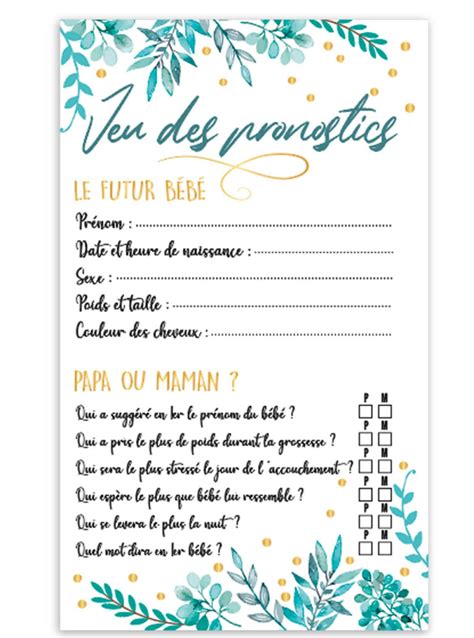 Jeu Des Pronostics Baby Shower Aux Feux De La F Te Paris