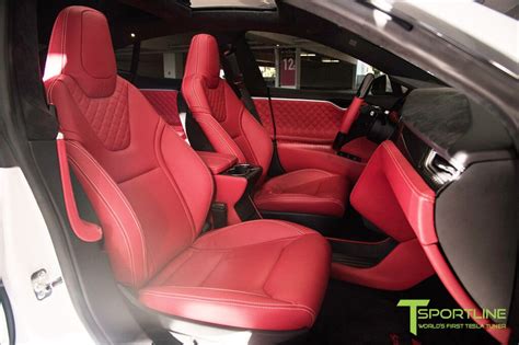 Tesla Model S P90d Bespoke Bentley Red Interior Tesla Model S Red