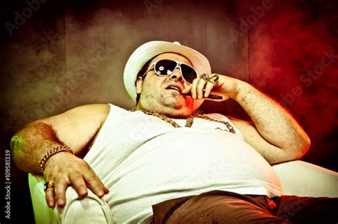Photo Stock Italian Funny Mafia Boss Rapper With Undershirt And