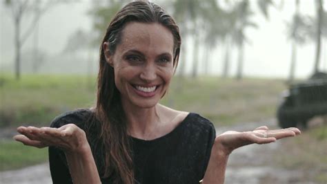Exclusive Angelina Jolie Gets Caught In The Rain Behind The Scenes Of