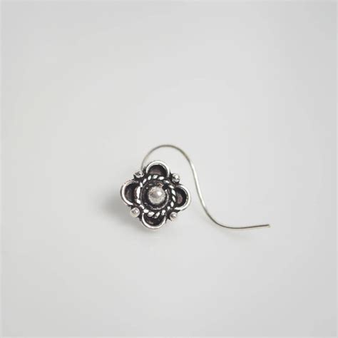 Silver Adjustable Nose Pin Oxidised Silver Nose Pin Nose Pin And Clip