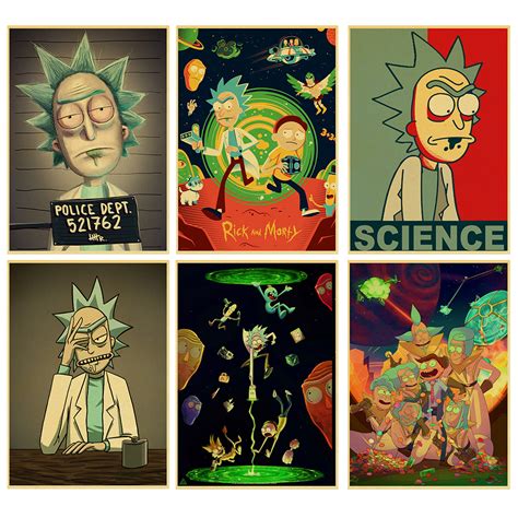 Download Rick And Morty Anime Retro Poster Vintage Print Cartoon