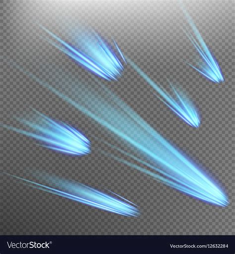 Different Meteors Comets And Fireballs Eps 10 Vector Image