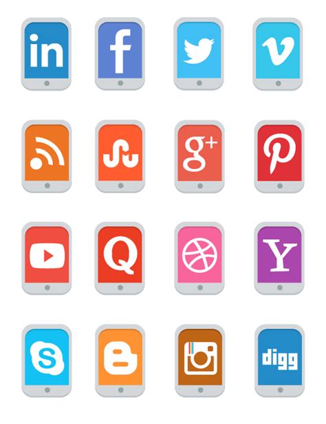 Free Flat Mobile Social Media Icon Set Onlywebpro