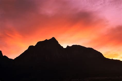 Dusk And Sky Behind The Mountains In Cape Town South Africa Image