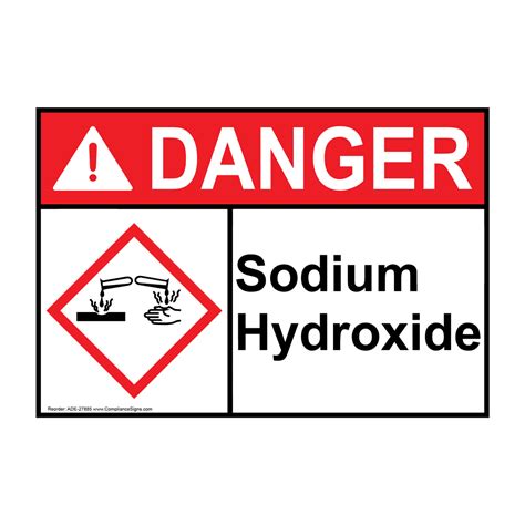 Danger Sign Sodium Hydroxide Ansi Ghs
