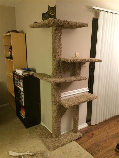 I Built A Cat Tower That Fits On A Corner Diy Cat Tree Cat Diy Cat