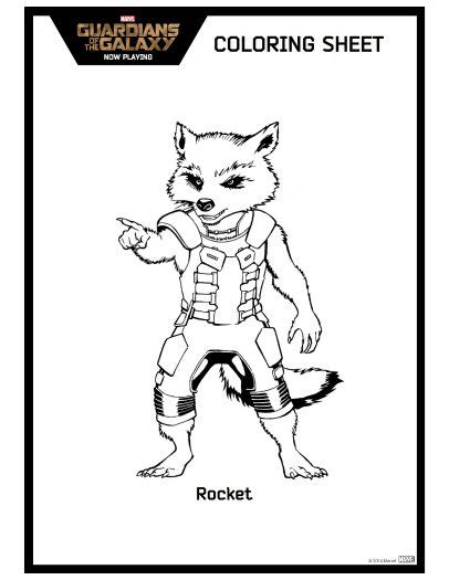 22 hours inking and 10 hours coloring. Guardians of the Galaxy Rocket Coloring Page | Mama Likes This