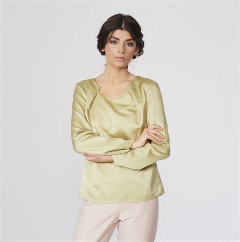 Olive Green Silk And Cotton Modern Women S Blouse Etsy Geometric Shirt Olive Green Shirt
