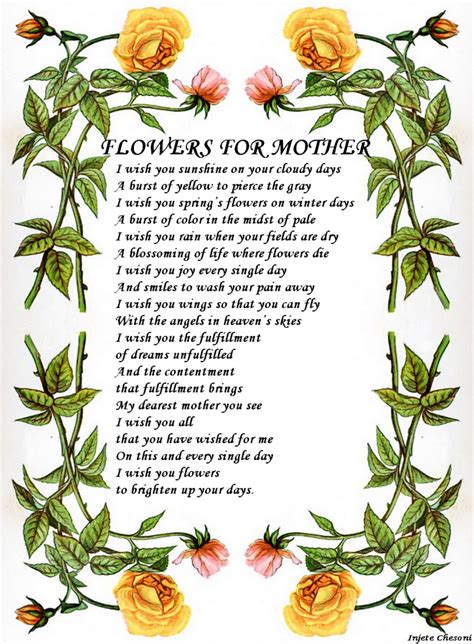 Flowers For Mother Mothers Day Poems And Ts For Mothers Letterpile