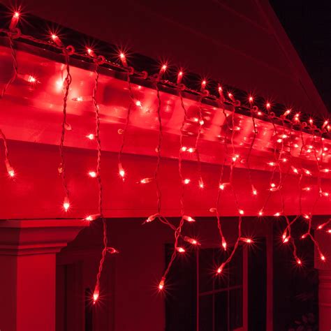Christmas Icicle Light 150 Red Icicle Lights White Wire