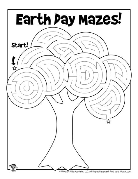 Earth Day Tree Labyrinth Maze Woo Jr Kids Activities Childrens