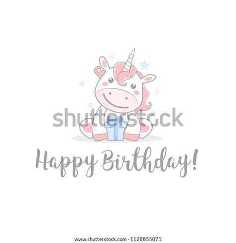 Cute Unicorn Happy Birthday Card Stock Vector Royalty Free 1128855071