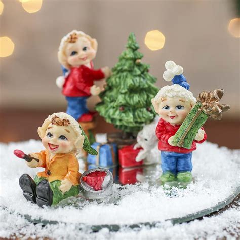 Miniature Christmas Elf Figurines Tableshelf Decorations Christmas