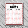 Printable Spy Secret Agent Code Name Chart DIY Birthday | Etsy