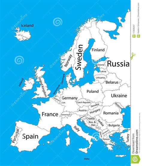 Editable Blank Vector Map Of Europe Vector Map Of Europe Isolated On
