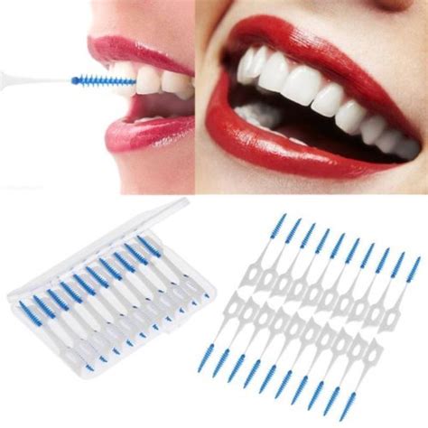 40pcsbox Soft Silicone Dental Floss Interdental Brush Disposable Teeth